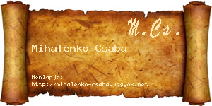 Mihalenko Csaba névjegykártya